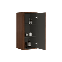 Striped Walnut Floating Bathroom Side Cabinet Wall-Mounted Storage Solution For Small Spaces Pre-Assembled