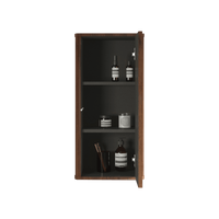 Striped Walnut Floating Bathroom Side Cabinet Wall-Mounted Storage Solution For Small Spaces Pre-Assembled