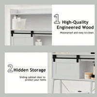 Space-Saving Over Toilet Storage Cabinet With Sliding Door And Toilet Paper Stand For Bathroom And Laundry Organization