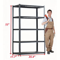 Heavy Duty 5 Tier Metal Storage Shelves Adjustable Easy Assembly For Garage Basement Kitchen 72 Inch High 35.4 Inch Wide 17.7 Inch Deep