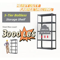 Heavy Duty 5 Tier Metal Storage Shelves Adjustable Easy Assembly For Garage Basement Kitchen 72 Inch High 35.4 Inch Wide 17.7 Inch Deep