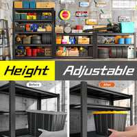 Heavy Duty 5 Tier Metal Storage Shelves Adjustable Easy Assembly For Garage Basement Kitchen 72 Inch High 35.4 Inch Wide 17.7 Inch Deep