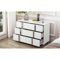 Sleek White Mirrored Storage Cabinet With 6 Drawers And Metal Handles For Bedroom And Living Room Organization