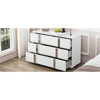 Sleek White Mirrored Storage Cabinet With 6 Drawers And Metal Handles For Bedroom And Living Room Organization