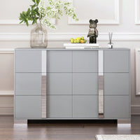 Sleek White Mirrored Storage Cabinet With 6 Drawers And Metal Handles For Bedroom And Living Room Organization