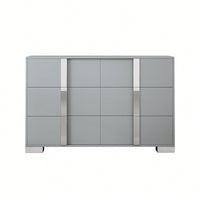 Sleek White Mirrored Storage Cabinet With 6 Drawers And Metal Handles For Bedroom And Living Room Organization