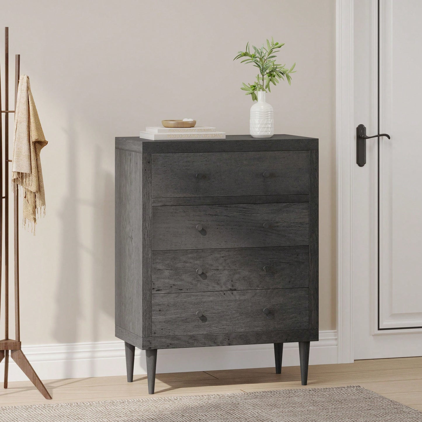 Elegant 4-Drawer Storage Chest For Bedroom Or Living Room Organization