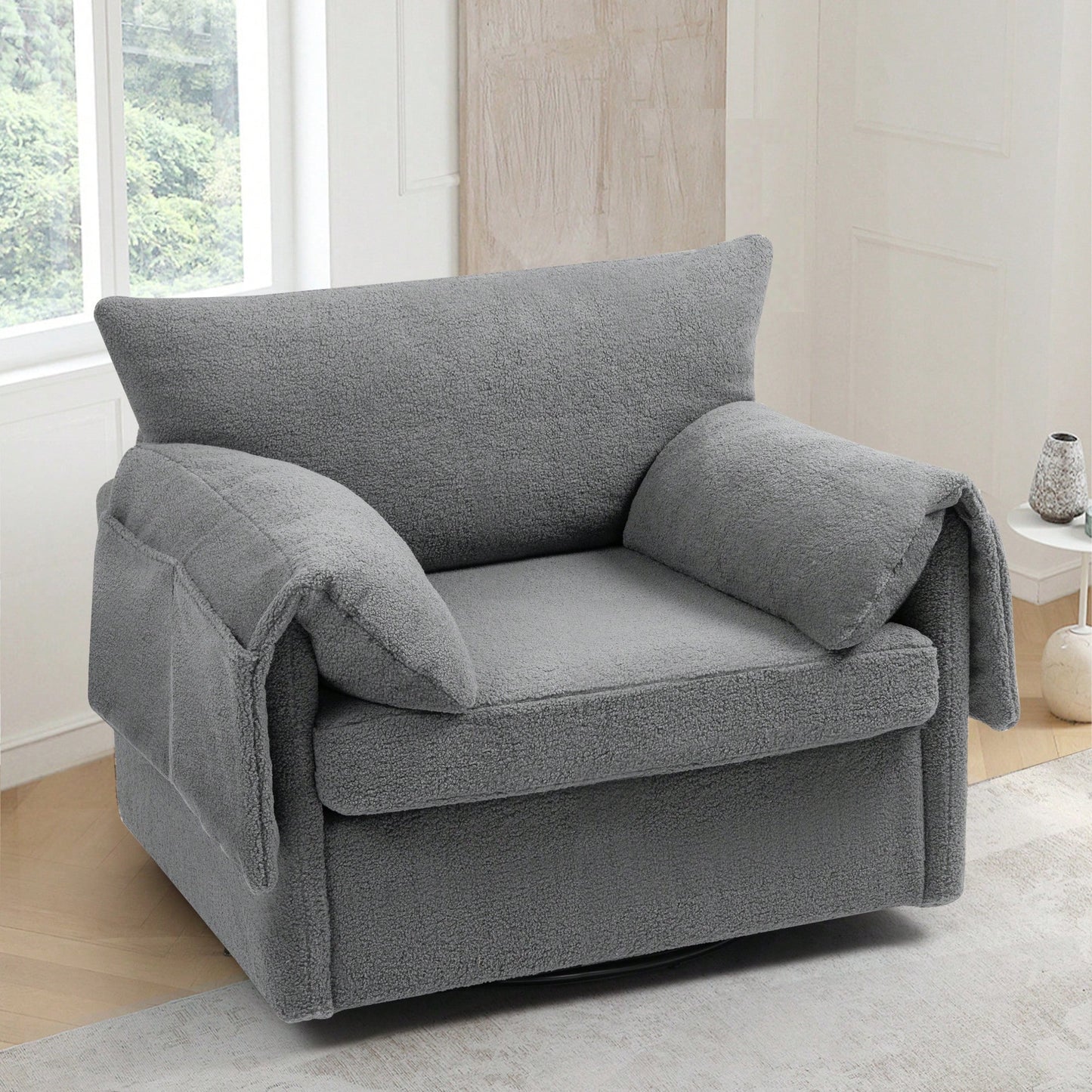 Modern Oversized Swivel Armchair For Living Room And Bedroom Comfortable Accent Chair And Lounge Seat