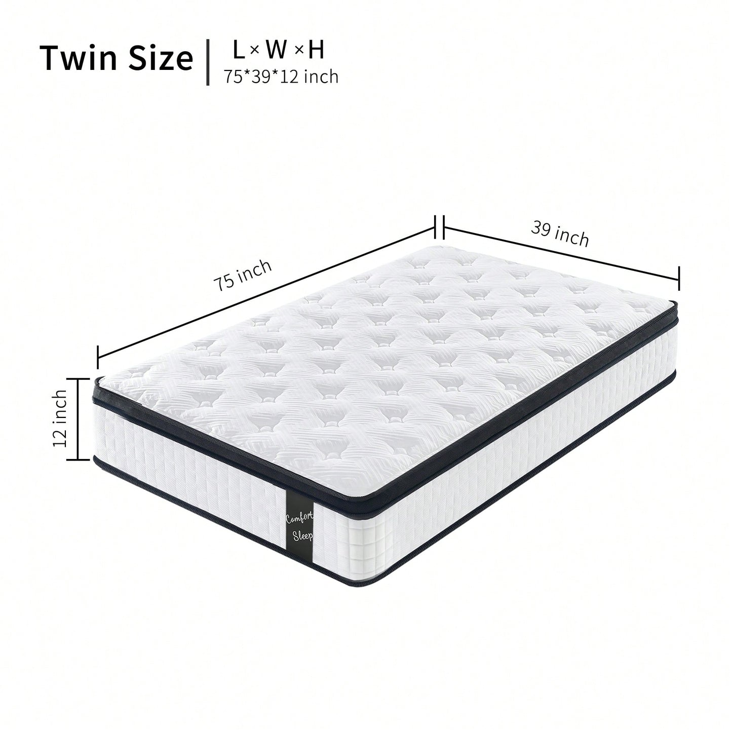 12 Inch Twin Size 7-Zoned Cool Memory Foam Pocket Spring Hybrid Mattress