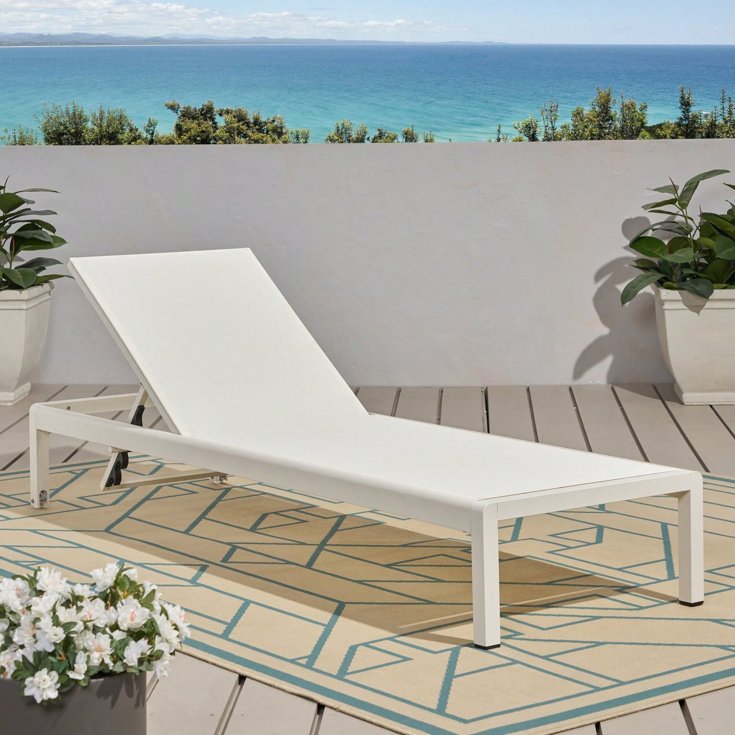 Comfortable Outdoor Chaise Lounge With Adjustable Backrest For Relaxation And Sunbathing