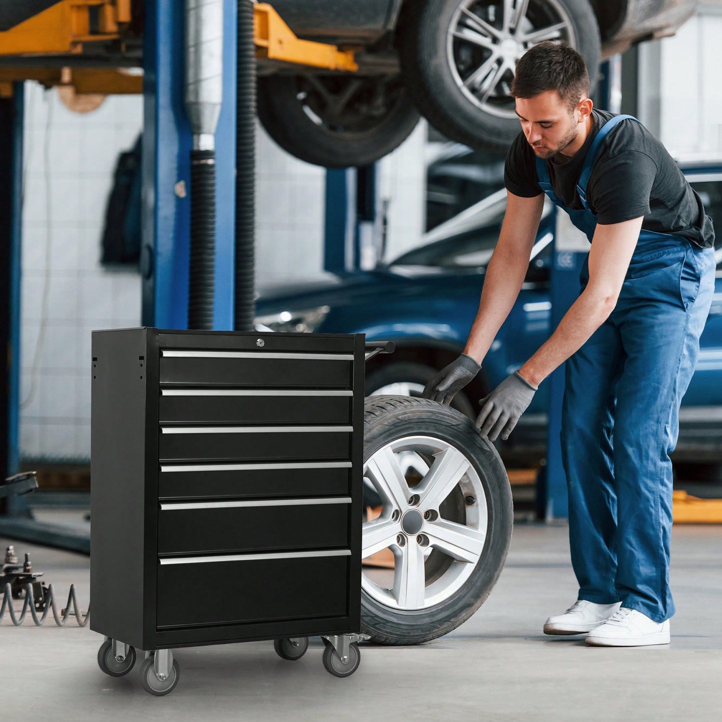 Large Capacity Rolling Tool Chest With Locking Wheels For Garage And Workshop Storage Organizer