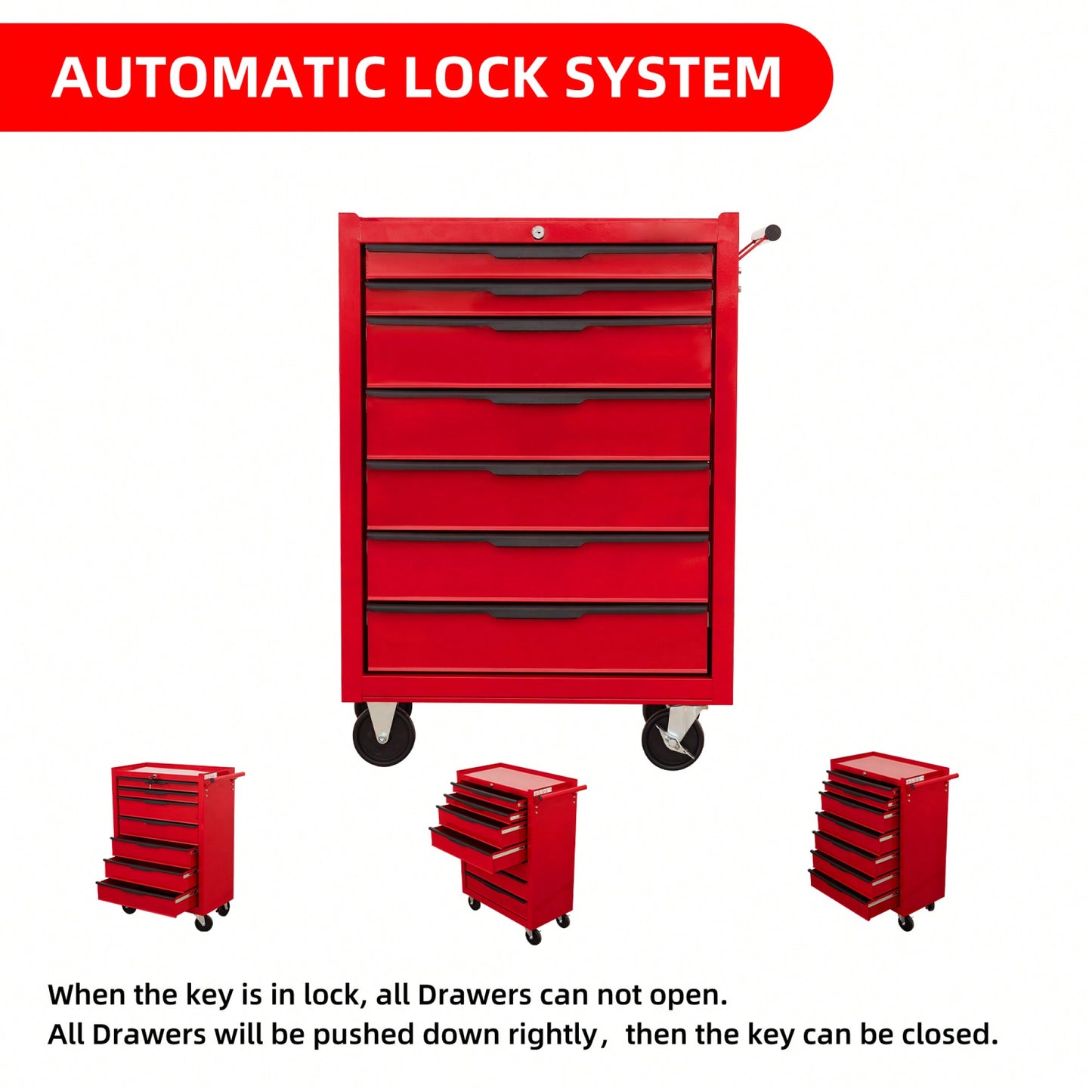 Large Capacity Rolling Tool Chest With Wheels And Lockable Storage For Garage And Workshop Organization