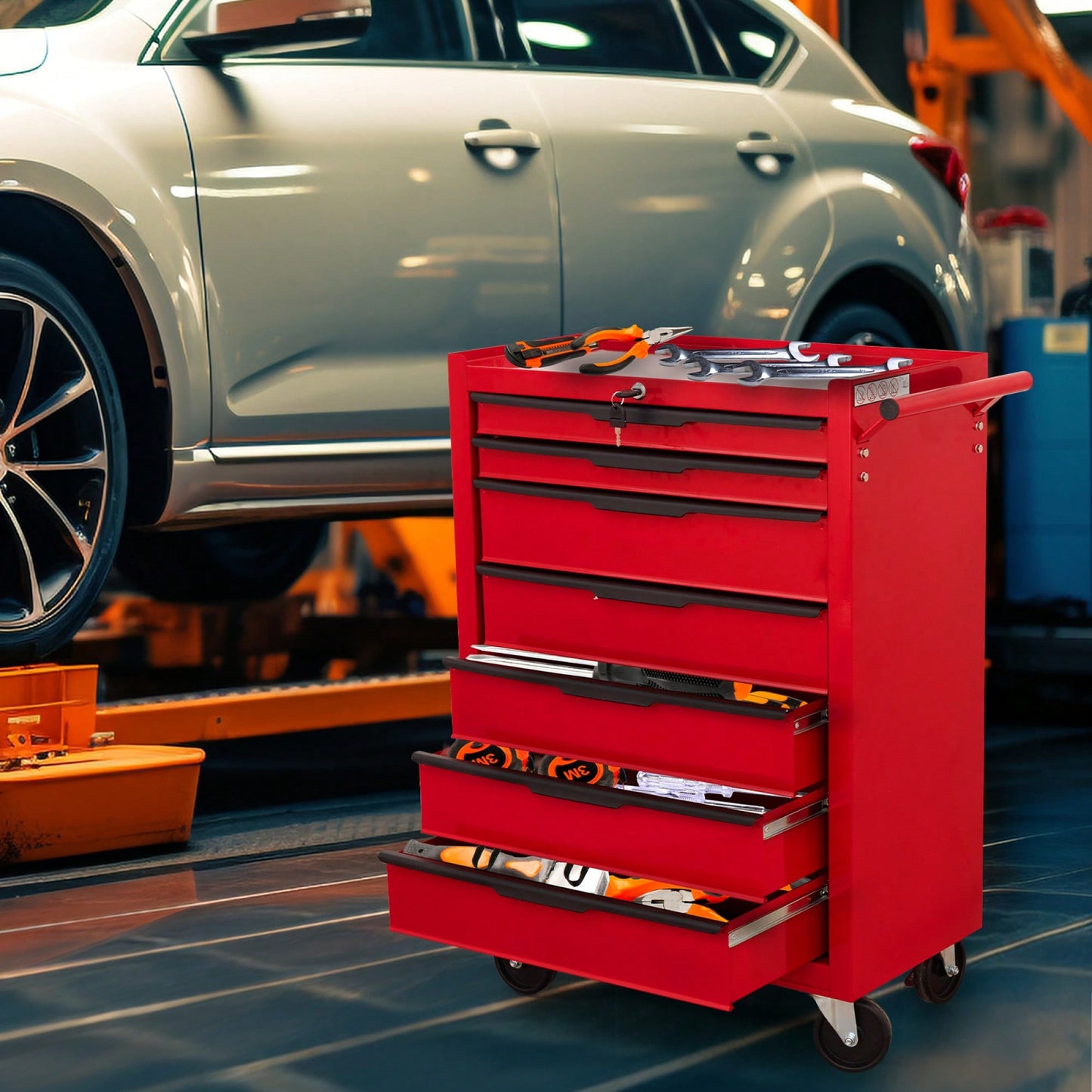 Large Capacity Rolling Tool Chest With Wheels And Lockable Storage For Garage And Workshop Organization