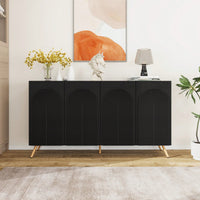 Modern 4 Door Sideboard Buffet Cabinet With Adjustable Shelves For Living Room Dining Room And Kitchen Storage