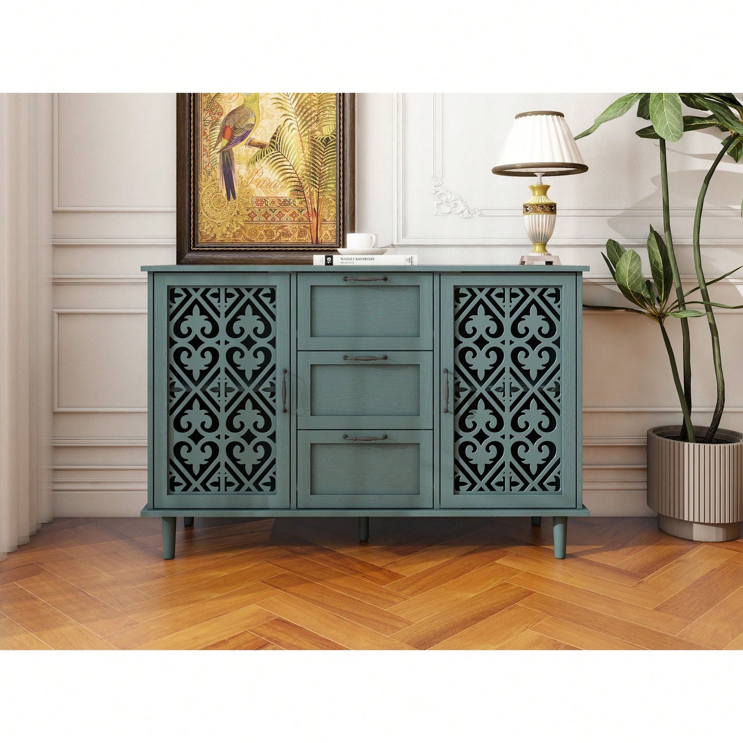 Stylish 2 Door 3 Drawer Storage Cabinet For Bedroom Living Room Or Study