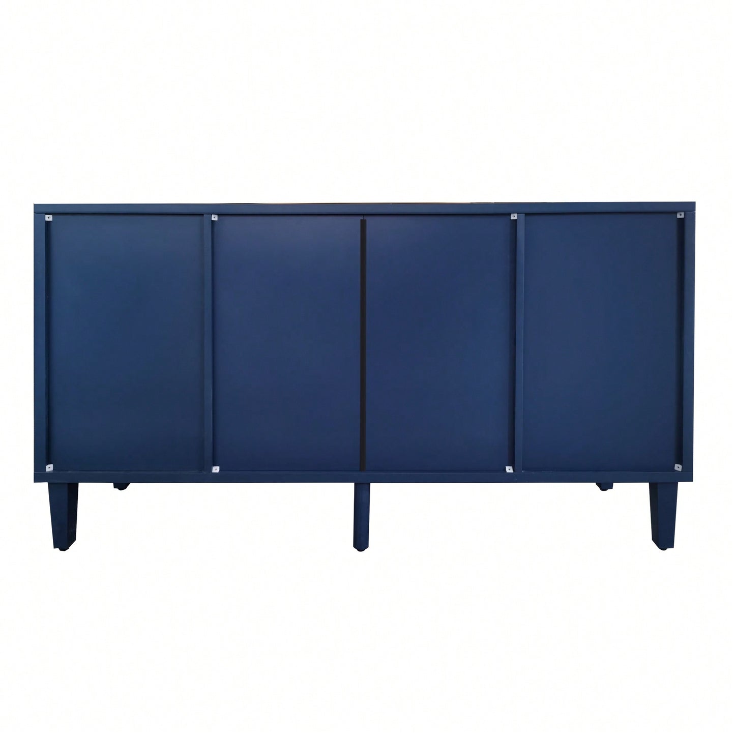 2-Door 3-Drawer Storage Cabinet With Carved Design For Bedroom Living Room Office Easy Assembly Navy Blue