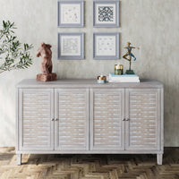 4 Door Wooden Accent Cabinet For Living Room Entryway Office Kitchen Storage Buffet Server Natural Wood Wash