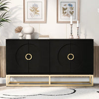 Four-Door Metal Handle Storage Cabinet With Adjustable Shelves For Corridor Entrance Living Room Study