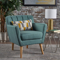 Stylish Orange And Natural Mid-Century Modern Fabric Club Chair For Living Room 27.6D X 28.3W X 31.5H