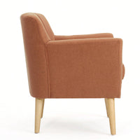 Stylish Orange And Natural Mid-Century Modern Fabric Club Chair For Living Room 27.6D X 28.3W X 31.5H