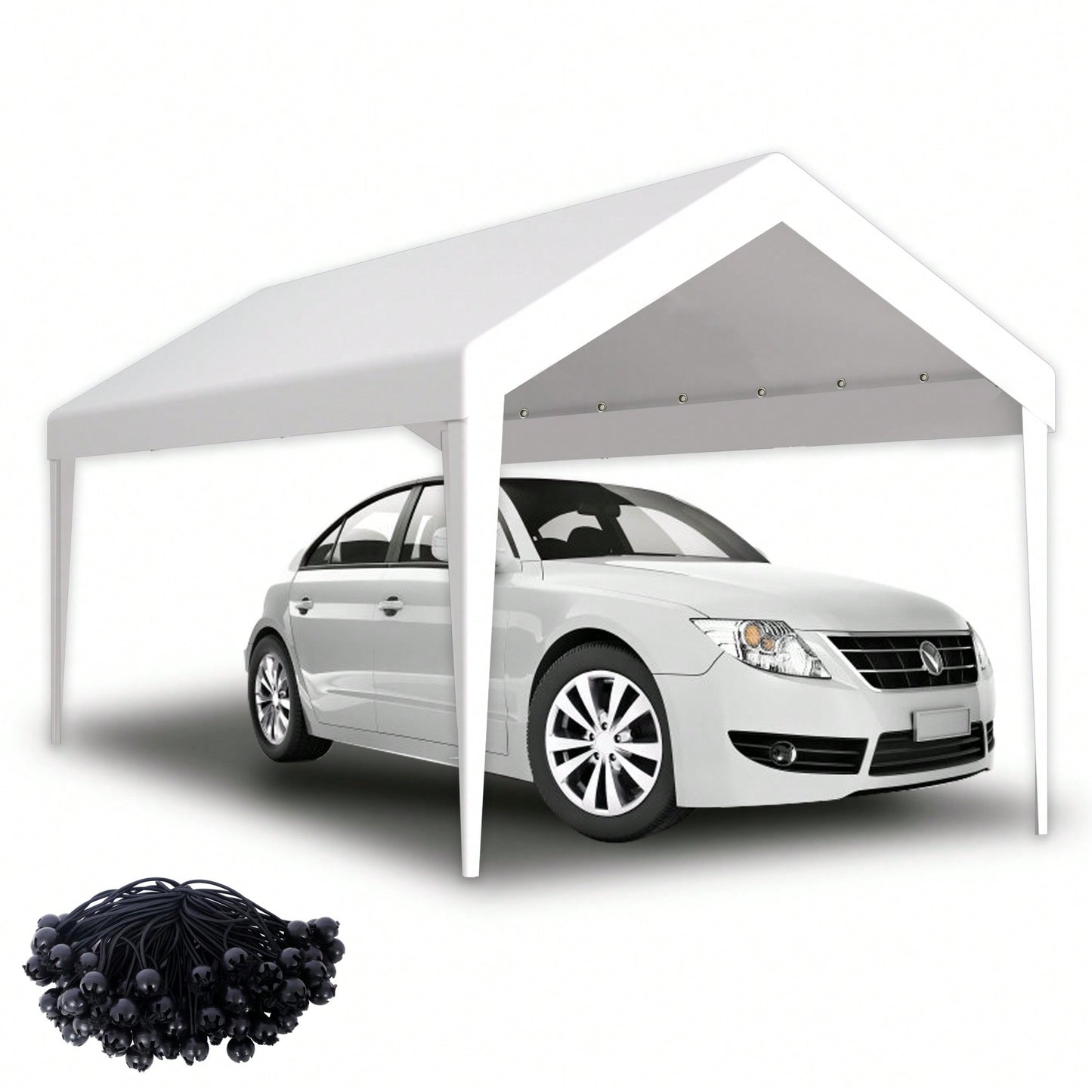 Durable Waterproof UV Protected Canopy Cover For 12x20ft Carport With 76 Elastic Buckles - Frame Not Included - Grey