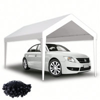Durable Waterproof UV Protected Canopy Cover For 12x20ft Carport With 76 Elastic Buckles - Frame Not Included - Grey