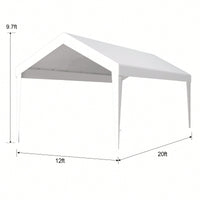 Durable Waterproof UV Protected Canopy Cover For 12x20ft Carport With 76 Elastic Buckles - Frame Not Included - Grey