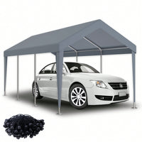 Durable Waterproof UV Protected Canopy Cover For 12x20ft Carport With 76 Elastic Buckles - Frame Not Included - Grey