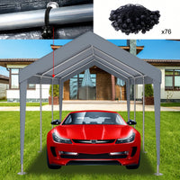 Durable Waterproof UV Protected Canopy Cover For 12x20ft Carport With 76 Elastic Buckles - Frame Not Included - Grey