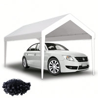 Waterproof UV Protected Replacement Canopy Cover For 10x20ft Carport Garage Shelter With 72 Elastic Buckles Grey