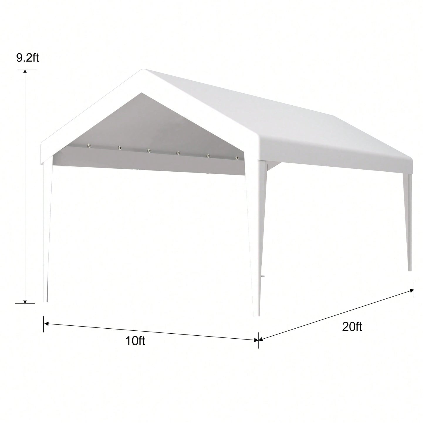 Waterproof UV Protected Replacement Canopy Cover For 10x20ft Carport Garage Shelter With 72 Elastic Buckles Grey