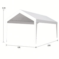 Waterproof UV Protected Replacement Canopy Cover For 10x20ft Carport Garage Shelter With 72 Elastic Buckles Grey