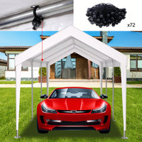 Waterproof UV Protected Replacement Canopy Cover For 10x20ft Carport Garage Shelter With 72 Elastic Buckles Grey