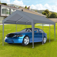 Waterproof UV Protected Replacement Canopy Cover For 10x20ft Carport Garage Shelter With 72 Elastic Buckles Grey