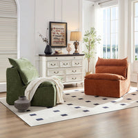 Comfortable Armless Floor Chair For Living Room Bedroom Office Leisure Seating In Green
