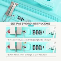 3-Piece Airline Approved Luggage Set with USB Port, Front Opening, Cup Holder, Durable ABS+PC Hard Shell, Spinner Wheels, Starry Sky White