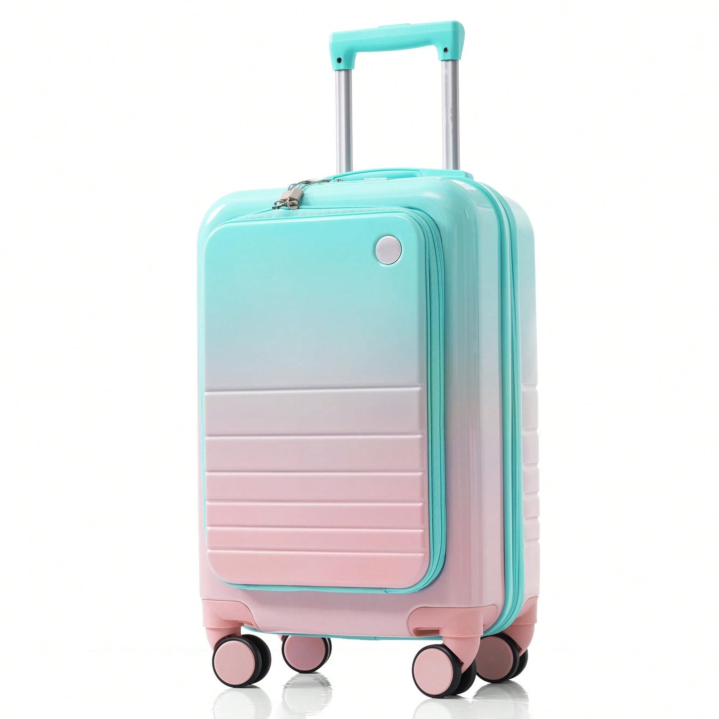3-Piece Airline Approved Luggage Set with USB Port, Front Opening, Cup Holder, Durable ABS+PC Hard Shell, Spinner Wheels, Starry Sky White