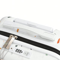 3-Piece Airline Approved Luggage Set with USB Port, Front Opening, Cup Holder, Durable ABS+PC Hard Shell, Spinner Wheels, Starry Sky White