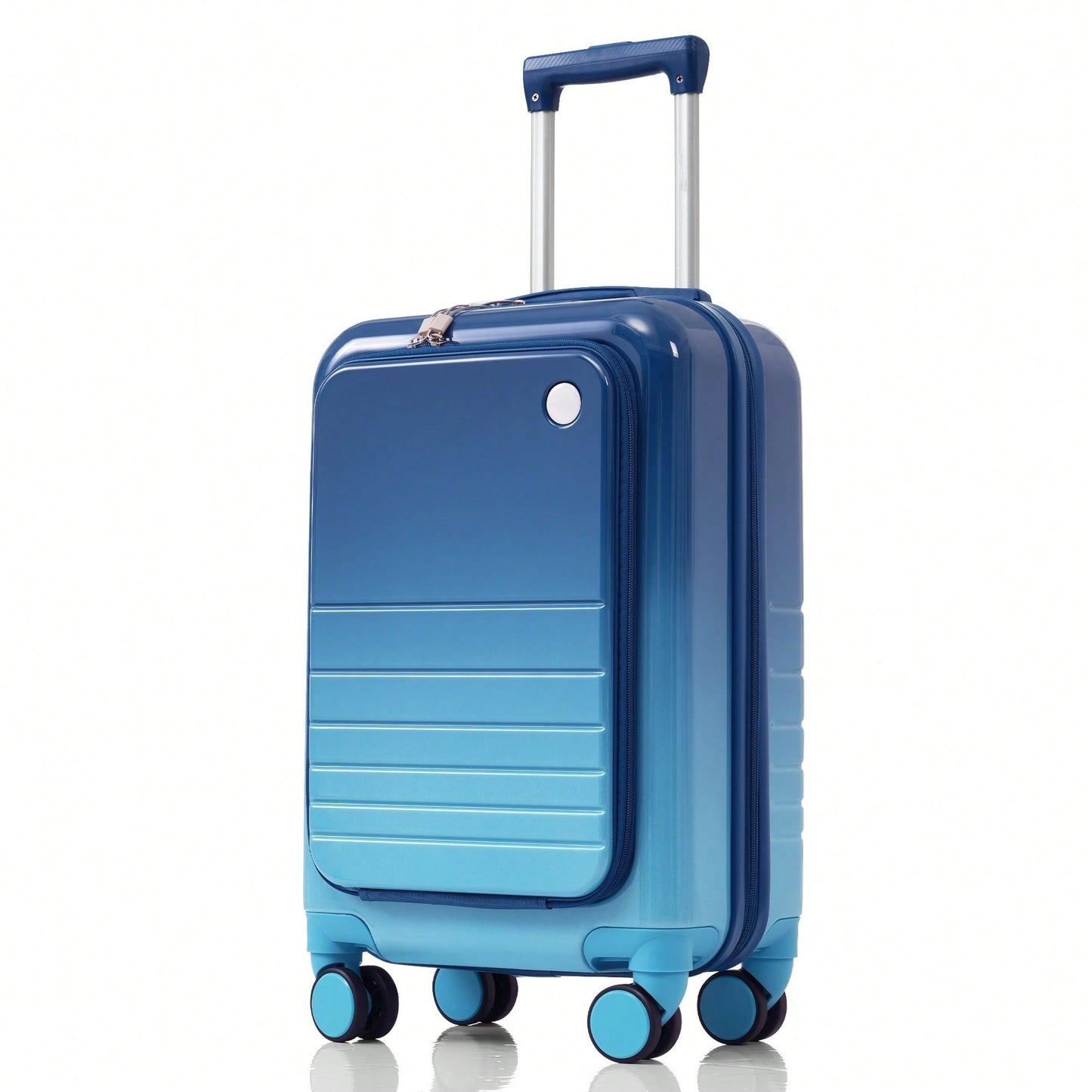 3-Piece Airline Approved Luggage Set with USB Port, Front Opening, Cup Holder, Durable ABS+PC Hard Shell, Spinner Wheels, Starry Sky White