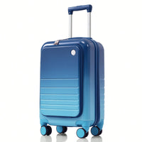 3-Piece Airline Approved Luggage Set with USB Port, Front Opening, Cup Holder, Durable ABS+PC Hard Shell, Spinner Wheels, Starry Sky White