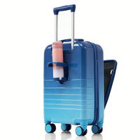 3-Piece Airline Approved Luggage Set with USB Port, Front Opening, Cup Holder, Durable ABS+PC Hard Shell, Spinner Wheels, Starry Sky White