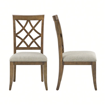 Mid Century Upholstered Dining Chairs Set Of 2 Comfortable Kitchen Living Room Restaurant White Oak Finish