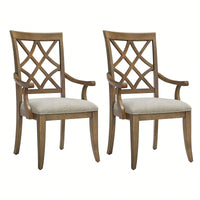 Mid Century Upholstered Wooden Arm Dining Chairs Set Of 2 Comfortable Kitchen Living Room Restaurant Furniture White Oak