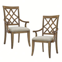 Mid Century Upholstered Wooden Arm Dining Chairs Set Of 2 Comfortable Kitchen Living Room Restaurant Furniture White Oak