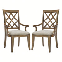 Mid Century Upholstered Wooden Arm Dining Chairs Set Of 2 Comfortable Kitchen Living Room Restaurant Furniture White Oak