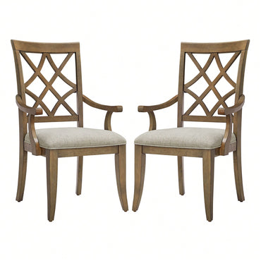 Mid Century Upholstered Wooden Arm Dining Chairs Set Of 2 Comfortable Kitchen Living Room Restaurant Furniture White Oak