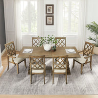 Mid Century Upholstered Wooden Arm Dining Chairs Set Of 2 Comfortable Kitchen Living Room Restaurant Furniture White Oak