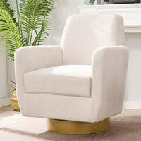 Ergonomic 360-Degree Rotating Armchair In Skin-Friendly Cotton Linen For Living Room And Bedroom Decor