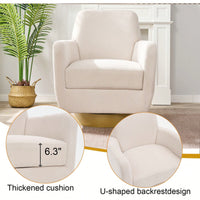 Ergonomic 360-Degree Rotating Armchair In Skin-Friendly Cotton Linen For Living Room And Bedroom Decor