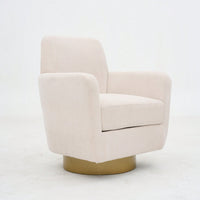 Ergonomic 360-Degree Rotating Armchair In Skin-Friendly Cotton Linen For Living Room And Bedroom Decor
